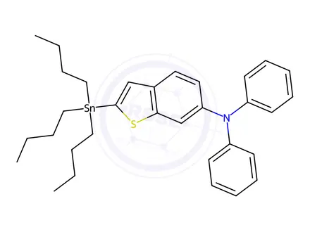 Chemical structure of N,N-Diphenyl-2-(tributylstannyl)benzo[b]thiophen-6-amine