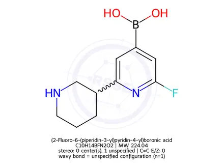 Chemical structure of (2-Fluoro-6-(piperidin-3-yl)pyridin-4-yl)boronic acid