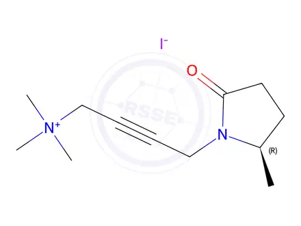 Chemical structure of (R)-N,N,N-Trimethyl-4-(2-methyl-5-oxopyrrolidin-1-yl)but-2-yn-1-aminium iodide