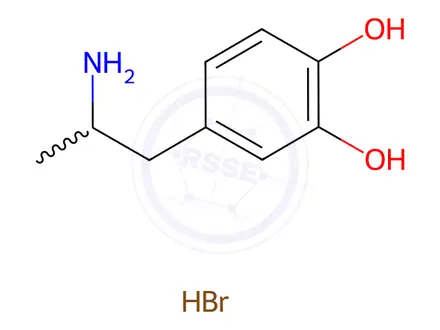 Chemical structure of (R,S)-alpha-Methyldopamine Hydrobromide