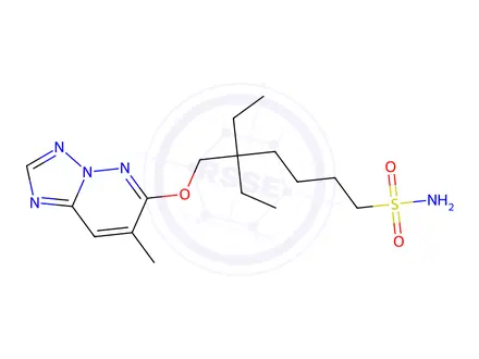 Chemical structure of 6-(2,2-Diethyl-6-sulfamoyl-1-hexyloxy)-7-methyl(1,2,4)triazolo(1,5-b)p yridazine