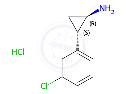 Chemical structure of (1R,2S)-2-(3-Chlorophenyl)cyclopropan-1-amine Hydrochloride