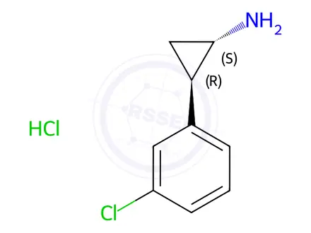 Chemical structure of (1S,2R)-2-(3-chlorophenyl)cyclopropan-1-amine hydrochloride