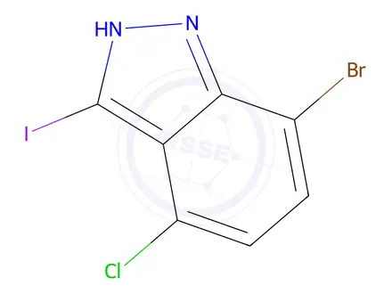 Chemical structure of 7-BROMO-4-CHLORO-3-IODO (1H)INDAZOLE