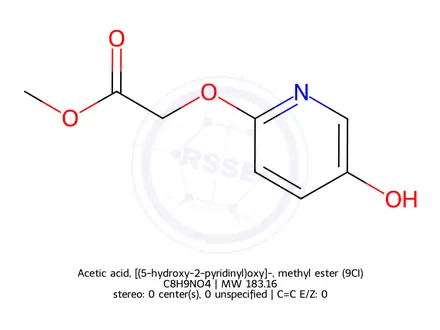 Chemical structure of Acetic acid, [(5-hydroxy-2-pyridinyl)oxy]-, methyl ester (9CI)