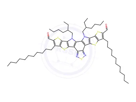 Chemical structure of 12,13-bis(2-ethylhexyl)-3,9-diundecyl-12,13-dihydro-[1,2,5]thiadiazolo[3,4-e]thieno[2'',3'':4',5']thieno[2',3':4,5]pyrrolo[3,2-g]thieno[2',3':4,5]thieno[3,2-b]indole-2,10-dicarbald