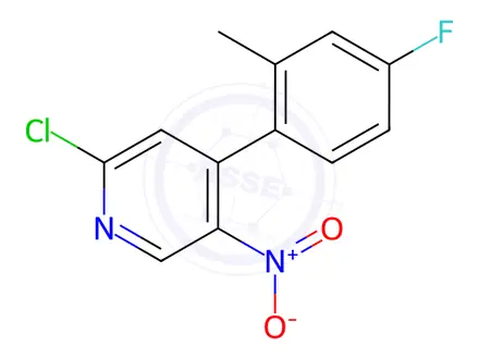 Chemical structure of 2-Chloro-4-(4-fluoro-2-methylphenyl)-5-nitropyridine