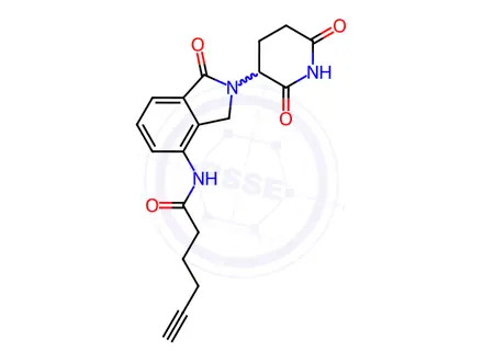 Chemical structure of N-[2-(2,6-dioxo-3-piperidyl)-1-oxo-isoindolin-4-yl]hex-5-ynamide