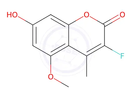Chemical structure of 3-fluoro-7-hydroxy-5-methoxy-4-methyl-chromen-2-one