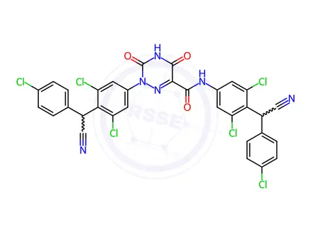 Chemical structure of Diclazuril 6-Carboxylic Acid[(4-Chlorophenyl)cyanomethyl]-2,6-dichlorophenyl-4-amide