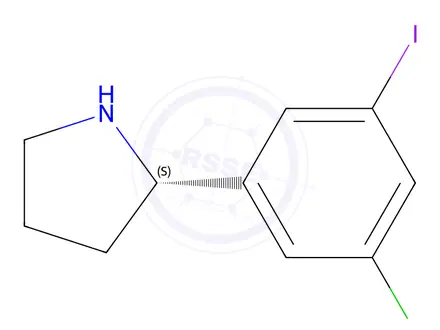 Chemical structure of (S)-2-(3-chloro-5-iodophenyl)pyrrolidine