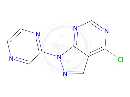 Chemical structure of 4-Chloro-1-(pyrazin-2-yl)-1H-pyrazolo[3,4-d]pyrimidine