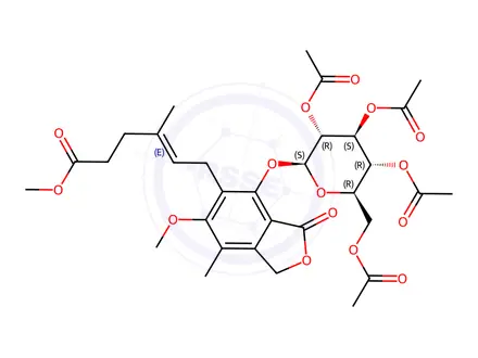 Chemical structure of Mycophenolic acid methyl ester phenolic 6-(2,3,4,6-tetra-O-Acetyl-β-D-glucoside)