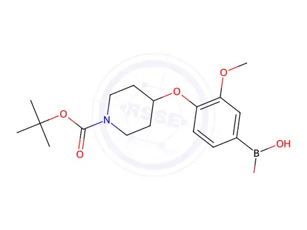 Chemical structure of (4-((1-(Tert-butoxycarbonyl)piperidin-4-yl)oxy)-3-methoxyphenyl)boronic acid
