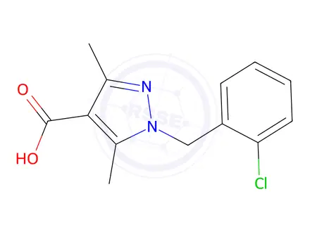 Chemical structure of 1-[(2-chlorophenyl)methyl]-3,5-dimethyl-1h-pyrazole-4-carboxylic acid