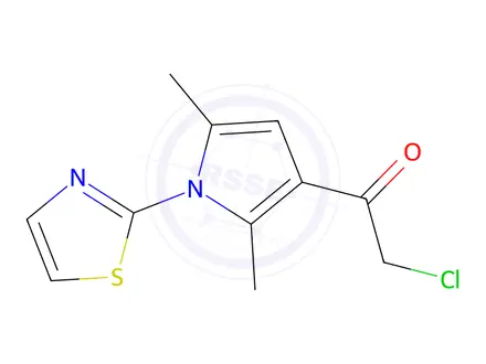 Chemical structure of 2-Chloro-1-[2,5-dimethyl-1-(1,3-thiazol-2-yl)-1H-pyrrol-3-yl]ethan-1-one