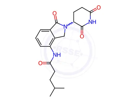 Chemical structure of N-[2-(2,6-dioxo-3-piperidyl)-1-oxo-isoindolin-4-yl]-4-methyl-pentanamide