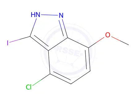Chemical structure of 4-CHLORO-3-IODO-7-METHOXY (1H)INDAZOLE