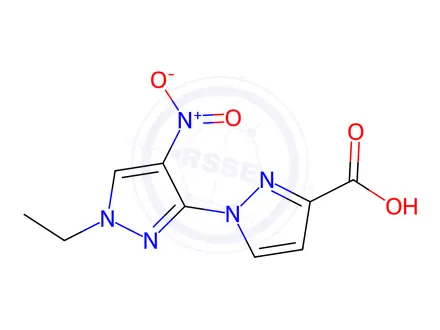 Chemical structure of 1'-ethyl-4'-nitro-1'H-1,3'-bipyrazole-3-carboxylic acid