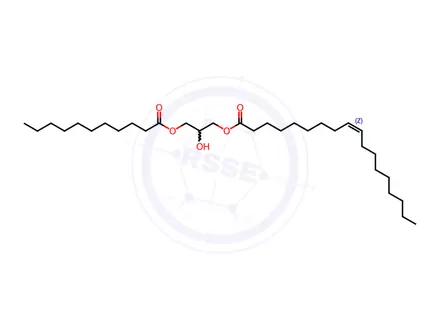 Chemical structure of 9-Octadecenoic acid (Z)-, ester with 1,2,3-propanetriol undecanoate