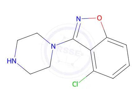 Chemical structure of 4-Chloro-3-(piperazin-1-yl)benzo[d]isoxazole