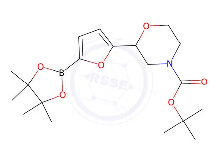 Chemical structure of Tert-butyl 2-(5-(4,4,5,5-tetramethyl-1,3,2-dioxaborolan-2-yl)furan-2-yl)morpholine-4-carboxylate