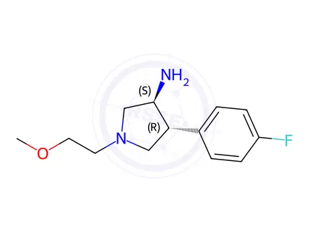 Chemical structure of (3S,4R)-4-(4-fluorophenyl)-1-(2-methoxyethyl)pyrrolidin-3-amine