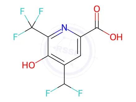 Chemical structure of 4-(difluoromethyl)-5-hydroxy-6-(trifluoromethyl)picolinic acid