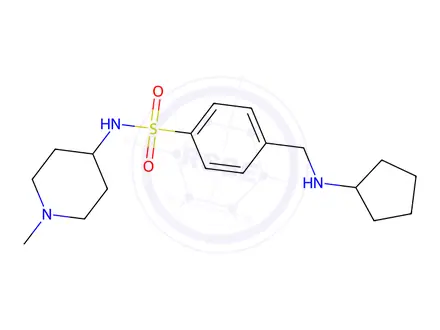 Chemical structure of 4-((Cyclopentylamino)methyl)-N-(1-methylpiperidin-4-yl)benzenesulfonamide