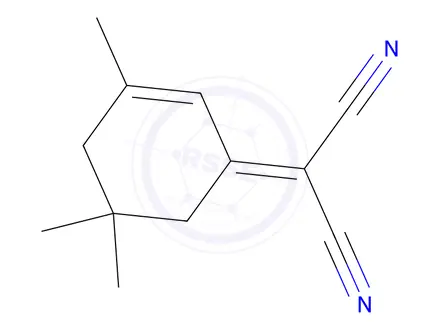 Chemical structure of 2-(3,5,5-trimethylcyclohex-2-en-1-ylidene)propanedinitrile