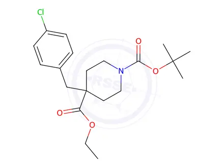 Chemical structure of 1-tert-butyl 4-ethyl 4-(4-chlorobenzyl)piperidine-1,4-dicarboxylate