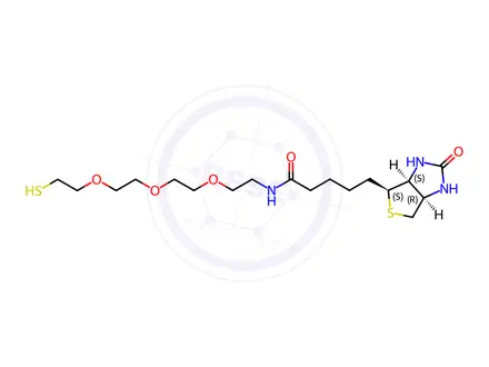 Chemical structure of 1H-Thieno[3,4-d]imidazole-4-pentanamide, hexahydro-N-[2-[2-[2-(2-mercaptoethoxy)ethoxy]ethoxy]ethyl]-2-oxo-, (3aS,4S,6aR)