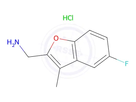 Chemical structure of (5-fluoro-3-methyl-1-benzofuran-2-yl)methanamine hydrochloride