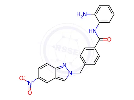 Chemical structure of N-(2-Aminophenyl)-4-((5-nitro-2H-indazol-2-yl)methyl)benzamide