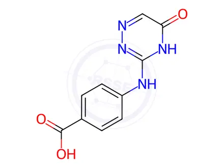 Chemical structure of 4-((5-Oxo-4,5-dihydro-1,2,4-triazin-3-yl)amino)benzoic acid