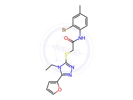 Chemical structure of N-(2-Bromo-4-methylphenyl)-2-((4-ethyl-5-(furan-2-yl)-4H-1,2,4-triazol-3-yl)thio)acetamide