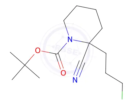 Chemical structure of tert-Butyl 2-(3-chloropropyl)-2-cyanopiperidine-1-carboxylate