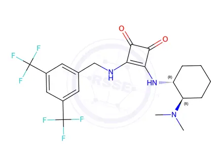 Chemical structure of 3-[[[3,5-Bis(trifluoromethyl)phenyl]methyl]amino]-4-[[(1R,2R)-2-(dimethylamino)cyclohexyl]amino]-3-cyclobutene-1,2-dione