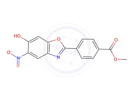 Chemical structure of Methyl 4-(5'-nitro-6'-hydroxylbenzoxazol-2-yl)benzate