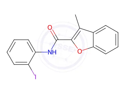 Chemical structure of N-(2-Iodophenyl)-3-methylbenzofuran-2-carboxamide