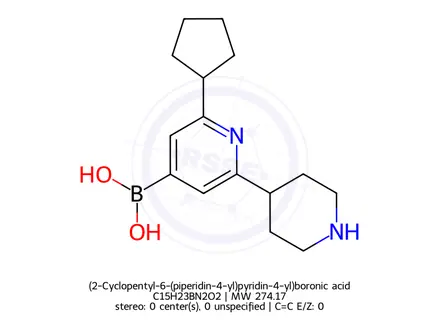 Chemical structure of (2-Cyclopentyl-6-(piperidin-4-yl)pyridin-4-yl)boronic acid
