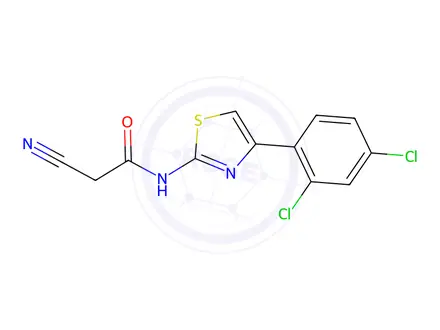 Chemical structure of 2-cyano-N-[4-(2,4-dichlorophenyl)-1,3-thiazol-2-yl]acetamide
