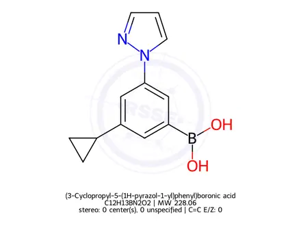 Chemical structure of (3-Cyclopropyl-5-(1H-pyrazol-1-yl)phenyl)boronic acid