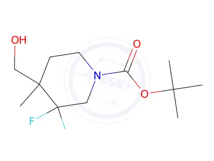 Chemical structure of tert-Butyl 3,3-difluoro-4-(hydroxymethyl)-4-methylpiperidine-1-carboxylate