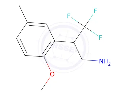 Chemical structure of 3,3,3-Trifluoro-2-(2-methoxy-5-methylphenyl)propan-1-amine