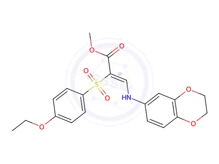 Chemical structure of Methyl (2Z)-3-[(2,3-dihydro-1,4-benzodioxin-6-yl)amino]-2-(4-ethoxybenzenesulfonyl)prop-2-enoate