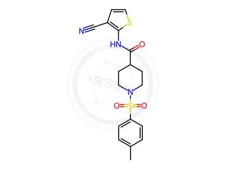 Chemical structure of N-(3-Cyanothiophen-2-yl)-1-tosylpiperidine-4-carboxamide