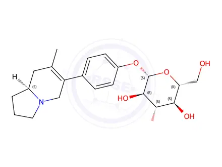 Chemical structure of [4-(1,2,3,5,8,8a-Hexahydro-7-methylindolizin-6-yl)phenyl]β-D-glucopyranoside