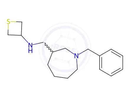 Chemical structure of N-((1-benzylazepan-3-yl)methyl)thietan-3-amine
