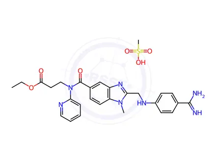 Chemical structure of Ethyl 3-(2-((4-carbamimidoylphenylamino)methyl)-1-methyl-N-(pyridine-2-yl)-1H-benzo[d]imidazole-5-ca
